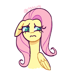 Size: 640x687 | Tagged: safe, artist:risswm, derpibooru import, fluttershy, pegasus, pony, ears, floppy ears, ponytober, sad, simple background, solo, white background