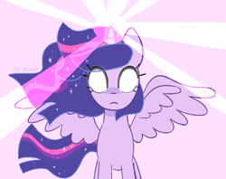 Size: 640x506 | Tagged: safe, artist:risswm, derpibooru import, twilight sparkle, twilight sparkle (alicorn), alicorn, pony, ethereal mane, female, magic, mare, ponytober, solo, spread wings, starry mane, the elements in action, white eyes, wings