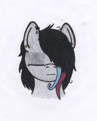 Size: 1254x1566 | Tagged: safe, artist:ask-flash-bulb, derpibooru import, oc, pony, bust, eyes closed, female, hair over one eye, mare, portrait, solo, traditional art