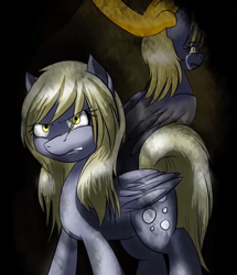 Size: 929x1080 | Tagged: artist needed, source needed, safe, derpibooru import, derpy hooves, discord, draconequus, pegasus, pony, angry, crying, discorded, duo, female, male, sad