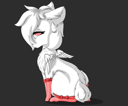 Size: 6000x5000 | Tagged: safe, artist:lostmystery, derpibooru import, oc, oc only, deer, deer pony, original species, albino, albino pony, bow, chest fluff, clothes, female, looking at you, looking back, looking back at you, pony oc, socks, wings