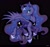 Size: 1688x1600 | Tagged: safe, artist:paipaishuaige, derpibooru import, princess luna, alicorn, pony, black background, ear fluff, ears, female, leg fluff, lightly watermarked, looking at you, mare, profile, simple background, solo, watermark