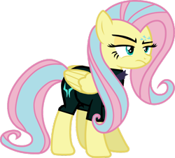 Size: 1280x1156 | Tagged: safe, artist:benpictures1, fluttershy, pegasus, comic:the storm kingdom, my little pony: the movie, bad end, badass, bodysuit, clothes, command 6, commander fluttershy, crystal of light, female, flutterbadass, inkscape, mare, simple background, solo, transparent background, vector