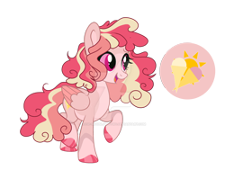 Size: 1920x1529 | Tagged: safe, artist:rose-moonlightowo, derpibooru import, oc, oc:sunny ice cream, pegasus, pony, colored wings, female, magical lesbian spawn, mare, offspring, parent:pinkie pie, parent:rainbow dash, parents:pinkiedash, simple background, solo, transparent background, two toned wings, wings