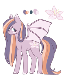 Size: 457x513 | Tagged: safe, artist:daringpineapple, derpibooru import, oc, oc only, pony, bat wings, female, mare, reference sheet, simple background, solo, standing, transparent background, wings