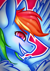 Size: 2480x3508 | Tagged: safe, artist:ermy-poo, derpibooru import, rainbow dash, pegasus, pony, bust, female, mare, solo, spread wings, wings