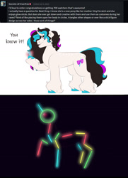 Size: 1280x1771 | Tagged: safe, artist:itstechtock, derpibooru import, oc, oc:beat drop, pony, unicorn, female, glowstick, magical lesbian spawn, mare, neon, offspring, parent:octavia melody, parent:vinyl scratch, parents:scratchtavia, solo