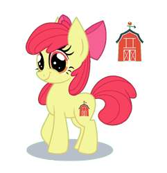 Size: 796x826 | Tagged: safe, artist:lieutenantkyohei, derpibooru import, apple bloom, earth pony, pony, alternate cutie mark, barn, female, filly, simple background, smiling, solo, transparent background