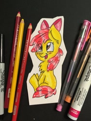 Size: 1024x1365 | Tagged: safe, artist:colorsoul-drawz, derpibooru import, apple bloom, earth pony, pony, chest fluff, cutout, female, filly, irl, photo, solo, traditional art