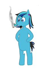 Size: 524x776 | Tagged: safe, artist:djmatinext, derpibooru import, oc, oc:blue harmony, earth pony, pony, beard, bipedal, cigar, drawn on phone, facial hair, learning to draw, pierced ears, simple background, smoke, smoking, solo, standing, white background