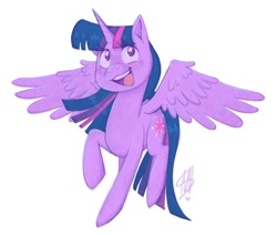 Size: 1208x1025 | Tagged: safe, artist:saggiemimms, derpibooru import, twilight sparkle, twilight sparkle (alicorn), alicorn, pony, open mouth, simple background, solo, spread wings, white background, wings