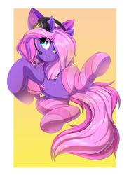 Size: 3322x4506 | Tagged: safe, artist:ask-colorsound, derpibooru import, oc, oc only, oc:lillybit, earth pony, pony, bow, clothes, eye clipping through hair, featureless crotch, female, gaming headset, gradient background, hair bow, headphones, headset, looking at you, mare, microphone, scarf, smiling, smiling at you, socks, solo, striped socks, thigh highs