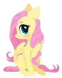 Size: 2400x3000 | Tagged: safe, artist:belka-sempai, derpibooru import, fluttershy, pegasus, pony, blushing, cute, female, head turned, high res, looking at you, mare, missing cutie mark, profile, raised hoof, raised leg, shyabetes, simple background, sitting, solo, transparent background, wings