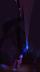 Size: 1188x2160 | Tagged: safe, artist:yanisfucker, derpibooru import, oc, oc only, pony, unicorn, ambiguous gender, caves, glowing, glowing horn, horn, solo