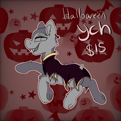 Size: 1439x1439 | Tagged: safe, artist:bluemoon, derpibooru import, oc, pony, undead, vampire, vampony, clothes, commission, costume, fangs, halloween, halloween costume, holiday, nightmare night, solo, ych example, your character here
