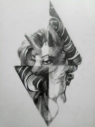 Size: 960x1280 | Tagged: safe, artist:yanisfucker, derpibooru import, rarity, pony, unicorn, bust, female, grayscale, mare, monochrome, pencil drawing, portrait, solo, traditional art