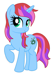 Size: 2000x2797 | Tagged: safe, artist:kaitykat117, derpibooru import, oc, oc only, oc:raven shadowfire, pony, unicorn, base used, eyelashes, full body, green eyes, high res, horn, multicolored mane, multicolored tail, raised hoof, raised leg, show accurate, simple background, smiling, solo, standing, tail, transparent background, vector