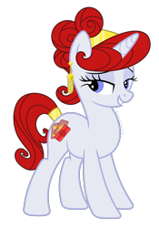 Size: 2000x2855 | Tagged: safe, artist:kaitykat117, derpibooru import, oc, oc only, pony, unicorn, base used, blue eyes, ear piercing, full body, high res, horn, lidded eyes, piercing, red mane, red tail, show accurate, simple background, smiling, solo, standing, tail, transparent background, unicorn oc, vector