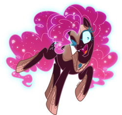 Size: 1920x1816 | Tagged: safe, artist:orin331, derpibooru import, pinkie pie, earth pony, pony, armor, evil, evil grin, eyelashes, fangs, female, grin, hoof shoes, jewelry, mare, nightmare pinkie pie, nightmarified, one eye closed, open mouth, regalia, simple background, smiling, solo, tail, transparent background, vector, wink