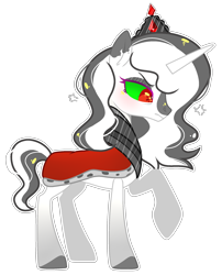 Size: 1818x2250 | Tagged: safe, artist:kurosawakuro, derpibooru import, oc, oc only, pony, unicorn, female, green sclera, jewelry, parent:fleur-de-lis, parent:king sombra, simple background, solo, transparent background