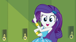 Size: 1920x1078 | Tagged: safe, derpibooru import, screencap, rarity, better together, equestria girls, holidays unwrapped, o come all ye squashful, rarity peplum dress, sleeveless, solo