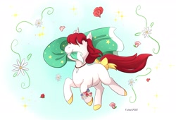 Size: 3016x2056 | Tagged: safe, artist:foxhatart, derpibooru import, oc, oc only, oc:ruby, pony, unicorn, eyes closed, female, flower, jewelry, mouth hold, necklace, solo