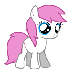 Size: 768x768 | Tagged: safe, artist:elidapony64, derpibooru import, baby sundance, earth pony, pony, g1, g4, baby sundawwnce, blue eyes, cute, female, filly, foal, g1 to g4, generation leap, pink mane, pink tail, simple background, smiling, solo, tail, transparent background, vector