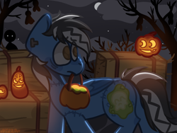 Size: 1024x768 | Tagged: artist needed, safe, derpibooru import, oc, oc only, oc:pegasusgamer, ghost, undead, candy, food, halloween, holiday, horror, jack-o-lantern, night, pumpkin, scary, spooky