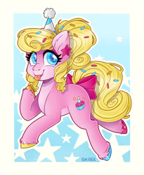 Size: 1920x2336 | Tagged: safe, artist:sk-ree, derpibooru import, oc, oc:sugar sprinkles, earth pony, pony, female, mare, party horn, solo