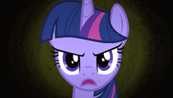 Size: 1280x720 | Tagged: safe, derpibooru import, screencap, twilight sparkle, twilight sparkle (alicorn), alicorn, pony, bats!, season 4, angry, narrowed eyes, solo, stop the bats, twilight is not amused, unamused