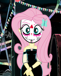 Size: 1558x1920 | Tagged: safe, artist:flutteryaylove, derpibooru import, edit, edited screencap, screencap, fluttershy, equestria girls, calavera catrina, clothes, dia de los muertos, dress, face paint