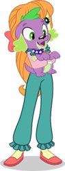 Size: 227x600 | Tagged: safe, artist:luckreza8, edit, editor:lonely fanboy48, editor:undeadponysoldier, megan williams, spike, spike the regular dog, dog, equestria girls, equestria girls series, g1, rollercoaster of friendship, :3, bow, clothes, collar, cuddling, cute, cute little fangs, daaaaaaaaaaaw, dog tags, fangs, female, hair bow, happy, holding a dog, hug, male, overalls, ponytail, shadow, shoes, simple background, smiling, spikabetes, spiked collar, spikelove, teeth, transparent background, vector edit