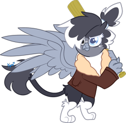 Size: 3472x3372 | Tagged: safe, artist:kurosawakuro, derpibooru import, oc, griffon, baseball bat, bipedal, bomber jacket, clothes, female, jacket, simple background, solo, transparent background