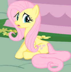 Size: 512x517 | Tagged: safe, derpibooru import, screencap, fluttershy, pegasus, pony, a bird in the hoof, animated, cropped, crying, female, frown, looking back, mare, open mouth, sad, solo