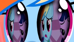 Size: 1920x1080 | Tagged: safe, derpibooru import, screencap, rainbow dash, twilight sparkle, magical mystery cure, suited for success, a true true friend, carousel boutique, eye reflection, female, reflection, solo