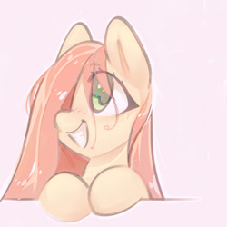 Size: 1200x1200 | Tagged: safe, artist:mirroredsea, derpibooru import, oc, pony, looking up, not fluttershy, not pinkamena, smiling, solo, wet, wet mane