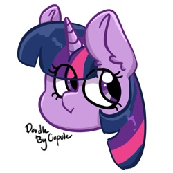 Size: 1017x1017 | Tagged: safe, artist:cupute, derpibooru import, twilight sparkle, pony, unicorn, :t, head only, simple background, solo, white background