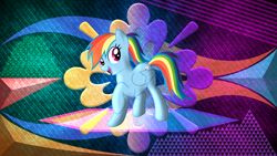 Size: 3840x2160 | Tagged: safe, artist:laszlvfx, artist:slb94, derpibooru import, edit, rainbow dash, pegasus, pony, alternate hairstyle, female, high res, looking at you, mare, open mouth, open smile, raised hoof, raised leg, smiling, smiling at you, solo, wallpaper, wallpaper edit