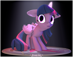 Size: 2767x2160 | Tagged: safe, artist:steamyart, derpibooru import, twilight sparkle, twilight sparkle (alicorn), alicorn, pony, 3d, big ears, ears, female, floppy ears, looking at you, mare, scared, solo, source filmmaker