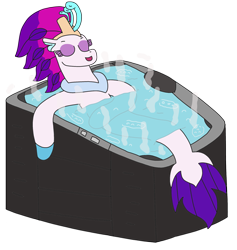 Size: 2447x2585 | Tagged: safe, artist:supahdonarudo, derpibooru import, queen novo, seapony (g4), my little pony: the movie, eyes closed, female, hot tub, redraw, relaxing, simple background, solo, steam, transparent background