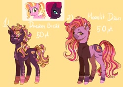 Size: 1754x1240 | Tagged: safe, artist:clown-bread, derpibooru import, luster dawn, tempest shadow, oc, pony, unicorn, clothes, crack ship offspring, female, horn, magical lesbian spawn, mare, offspring, parent:luster dawn, parent:tempest shadow, smiling, unicorn oc