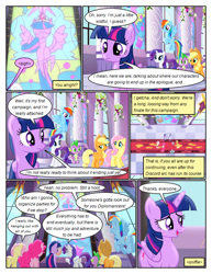 Size: 612x792 | Tagged: safe, artist:newbiespud, derpibooru import, edit, edited screencap, screencap, applejack, fluttershy, pinkie pie, rainbow dash, rarity, spike, twilight sparkle, dragon, earth pony, pegasus, pony, unicorn, comic:friendship is dragons, princess twilight sparkle (episode), comic, dialogue, female, hat, horn, indoors, male, mane seven, mane six, mare, screencap comic, stained glass, wings