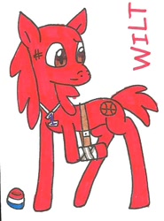 Size: 496x672 | Tagged: safe, artist:cmara, derpibooru import, pony, crossover, foster's home for imaginary friends, ponified, simple background, solo, traditional art, wilt (foster's home for imaginary friends)
