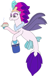Size: 2030x3154 | Tagged: safe, artist:supahdonarudo, derpibooru import, queen novo, seapony (g4), my little pony: the movie, bucket, conch, female, holding, shell, simple background, transparent background
