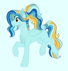 Size: 2757x2877 | Tagged: safe, artist:queenderpyturtle, derpibooru import, oc, pegasus, pony, blue background, female, mare, simple background, solo