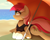 Size: 2400x1920 | Tagged: safe, artist:thebatfang, derpibooru import, roseluck, earth pony, pony, beach, beach towel, beach umbrella, clothes, female, looking to side, lying down, mare, one-piece swimsuit, prone, sand, smiling, solo, swimsuit, water