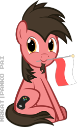 Size: 2845x4695 | Tagged: safe, artist:mrkat7214, derpibooru import, oc, oc only, oc:ace play, earth pony, pony, facial hair, goatee, looking at you, male, mouth hold, poland, polish flag, polish national independence day, simple background, sitting, smiling, solo, stallion, transparent background, vector