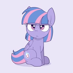 Size: 1557x1557 | Tagged: safe, artist:shinodage, wind sprint, pegasus, pony, angry, cute, female, filly, foal, frown, grumpy, looking at you, madorable, simple background, sitting, solo, sprintabetes