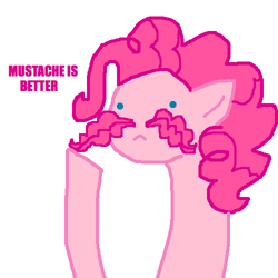 Size: 500x500 | Tagged: safe, artist:askpinkiepieandfriends, derpibooru import, pinkie pie, earth pony, pony, ask, bust, facial hair, female, mare, moustache, simple background, solo, tumblr, white background