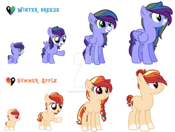 Size: 1280x970 | Tagged: safe, artist:hate-love12, derpibooru import, oc, oc:summer apple, oc:winter breeze, earth pony, pegasus, pony, baby, baby pony, base used, female, filly, foal, magical lesbian spawn, mare, offspring, parent:applejack, parent:rainbow dash, parents:appledash, simple background, teenager, transparent background